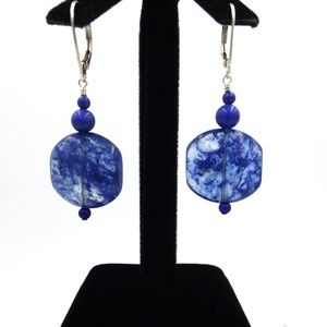Denim Blue  Czech Glass & Lapis Earrings